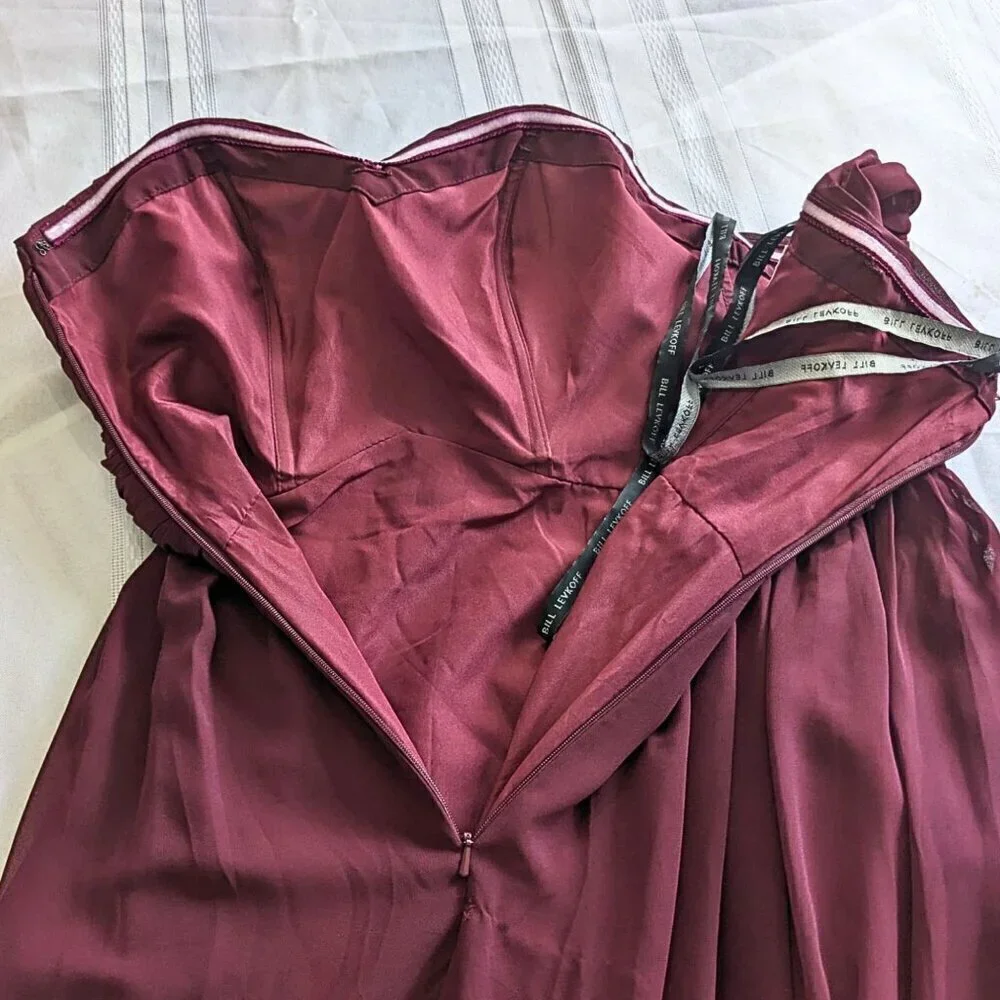 BILL LEVKOFF 778 Wine Strapless Sweetheart Bridesmaid Dress Size 6